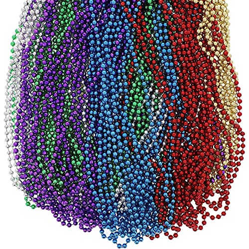 Juvale Mardi Gras Beads for Costumes and Party Favors, 6 Colors (33 in, 96 Pieces)