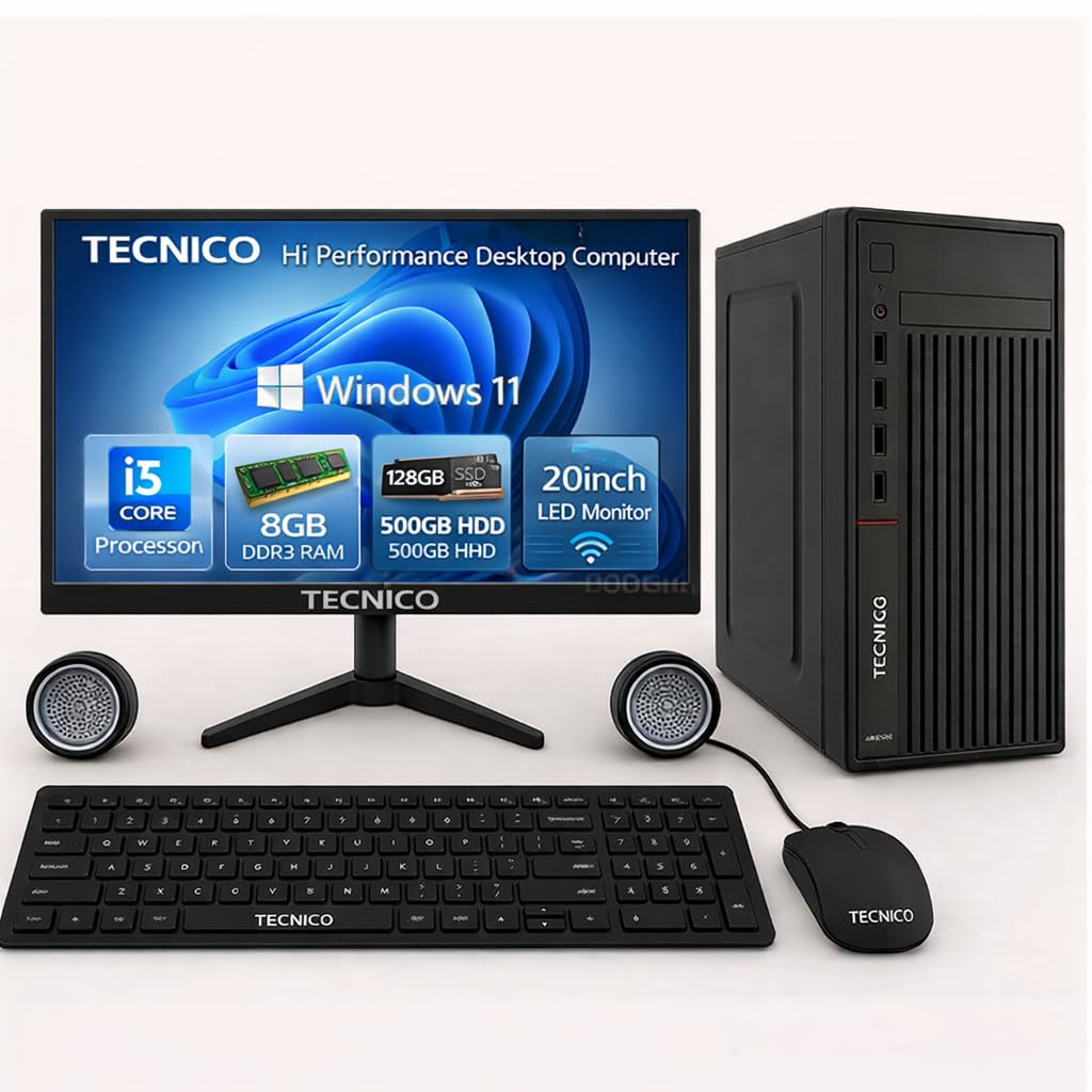 TECNICO Full Set Desktop Computer, Core i5-2400, 8 Gb RAM, 128 gb SSD + 500GB HDD, 20-inch Monitor, Keyboard & Mouse,Speaker TECNICO Full Set Desktop Computer, Core i5-2400, 8 Gb RAM, 128 gb SSD + 500GB HDD, 20-inch Monitor, Keyboard & Mouse,Speaker
