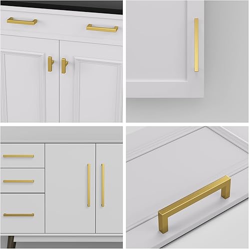 Miniatura 3 de Goldenwarm - Manijas para cajones, tiradores de gabinete de latón cepillado acrílico, tiradores para aparador, manijas de cocina, tiradores para