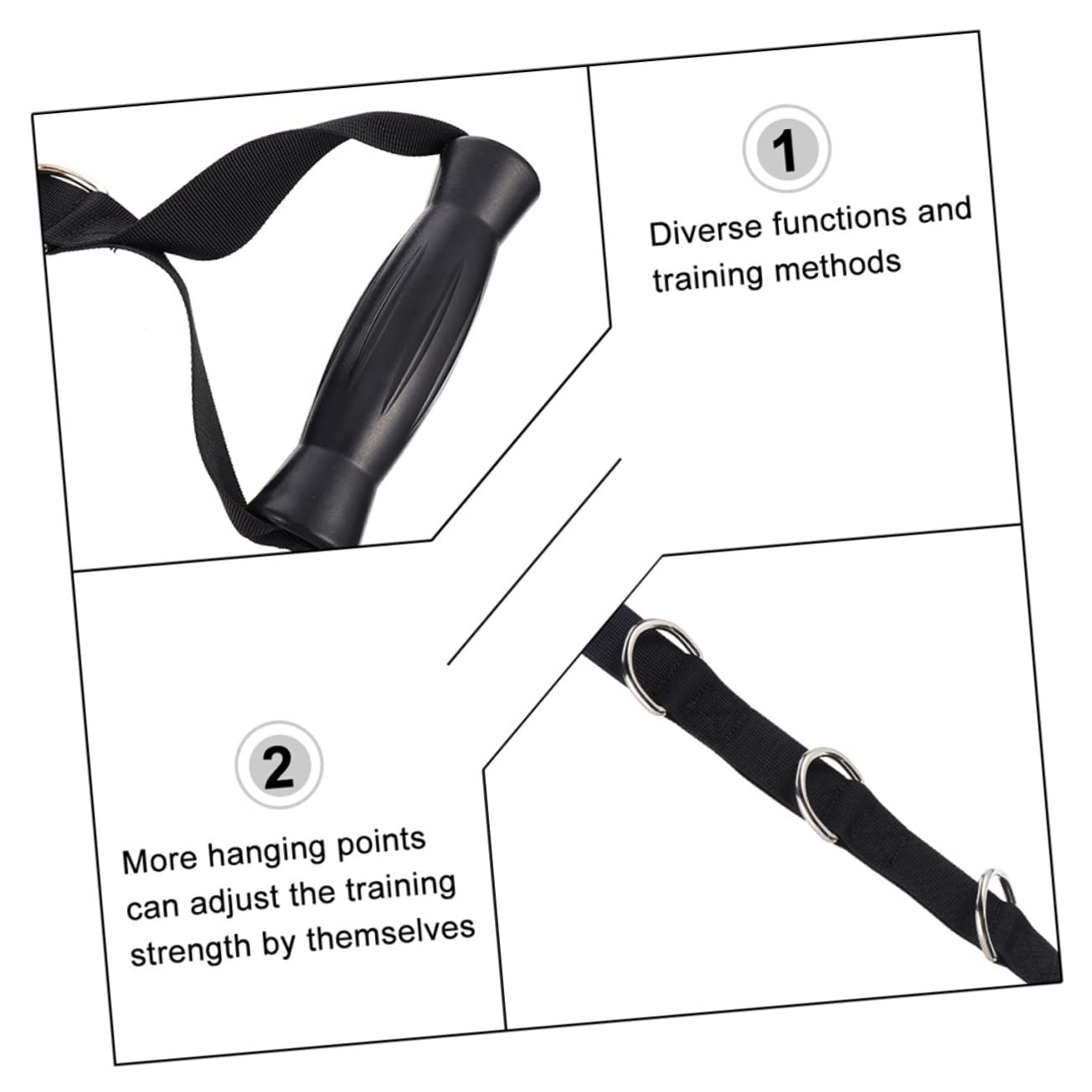 Correa de Asa 10 Anillos en D para Fitness Negra 2 Uds