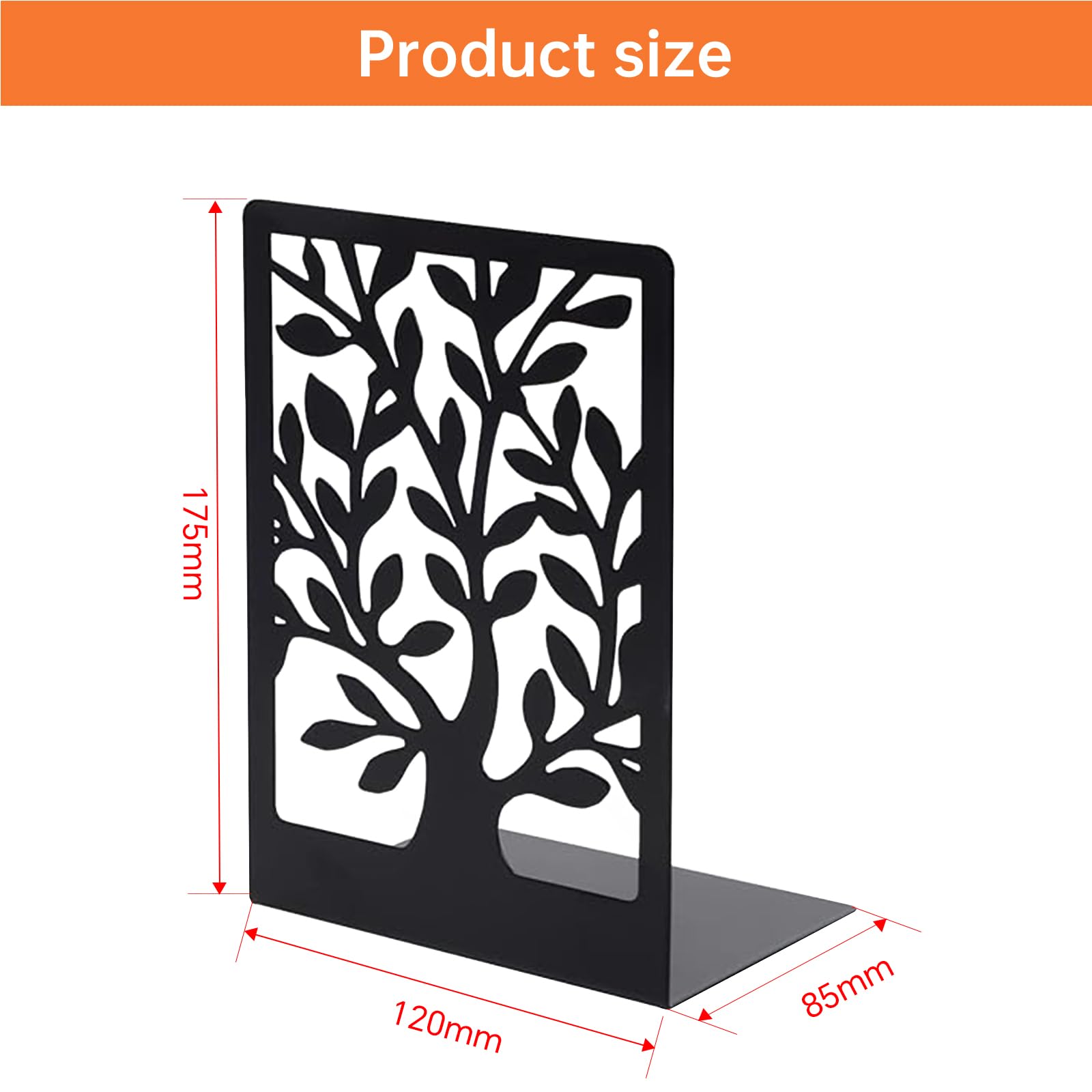 RUIAN Heavy Duty Metal Bookends for Shelves - 3 Pairs (6 Pcs) Decorative Book End Supports, 120x175x85mm, Non-Slip & Sturdy Book Organizers for Home/Office Library (Black)