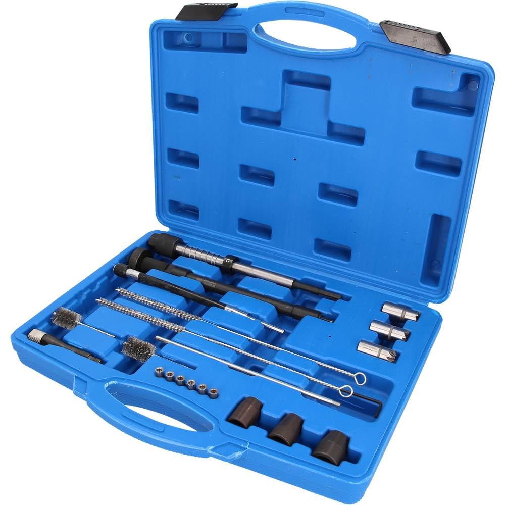 Kit de Nettoyage pour Logement et Gaine Injecteur BT551300-21 Outils Réparation Voiture - pour Siège d'Injecteur et Baies de Bougies de Préchauffage - Fraise Extracteur et Brosses - BRILLIANT TOOLS