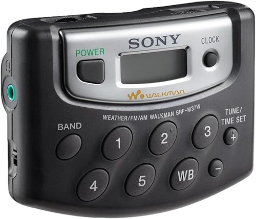Sony SRF-M37W walkman digital con radio estéreo para sintonizar clima, FM, AM (color negro)