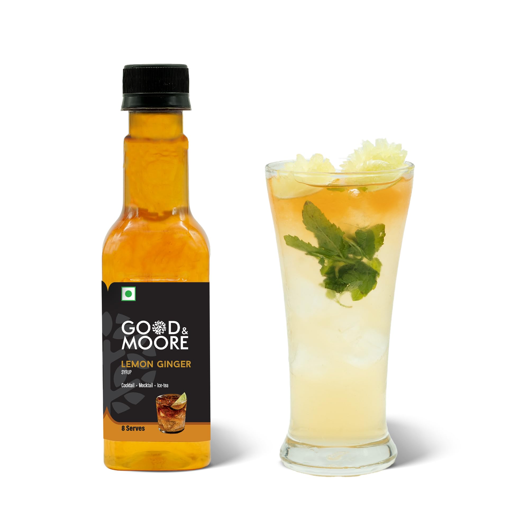 GOOD&MOORE Lemon Ginger Syrup | For Cocktails, Mocktails, Sodas, Ice Teas And More | Concentrated Syrup | Cocktail Mixer | Ready To Mix | Premium Syrup | 250ml (B0DF33XD1V) Amazon Price History, Amazon Price Tracker