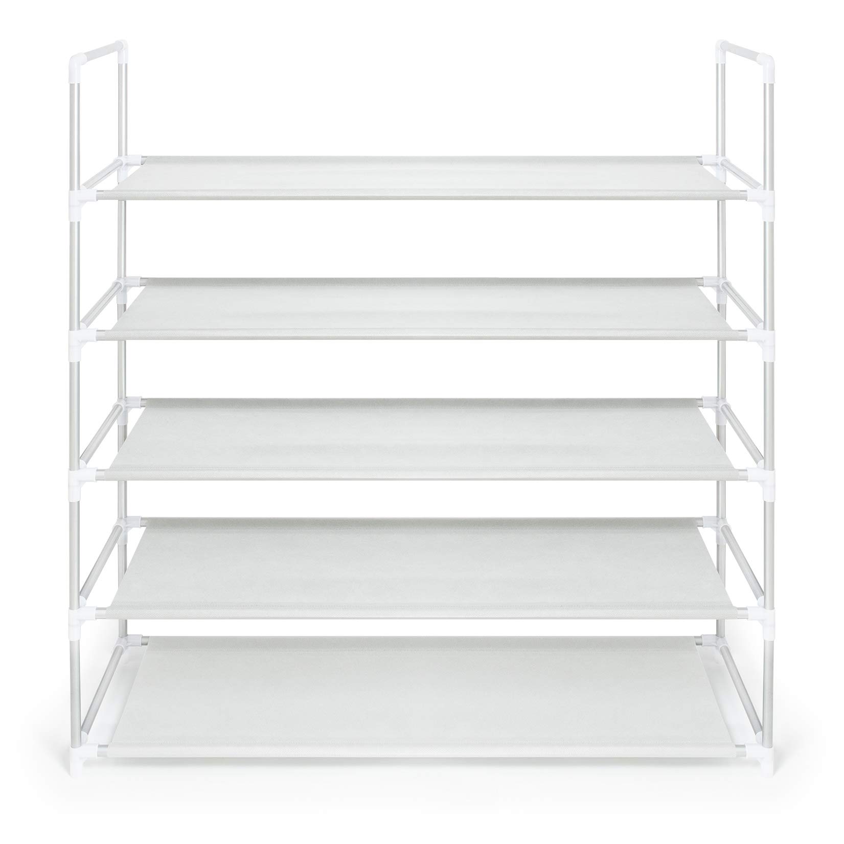 Ehc Grey Shoe Rack 5 Tier, Shoe Storage Organiser, Stackable Shoe Rack, Shoe Shelf For Hallway, Living Room, Bedroom