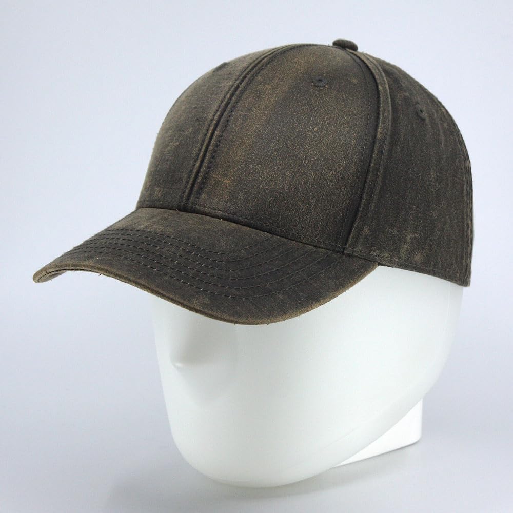The Vintage Year Heavy Washed Wax Coated Adjustable Low Profile Baseball Cap (Structured Brown) - Image 4