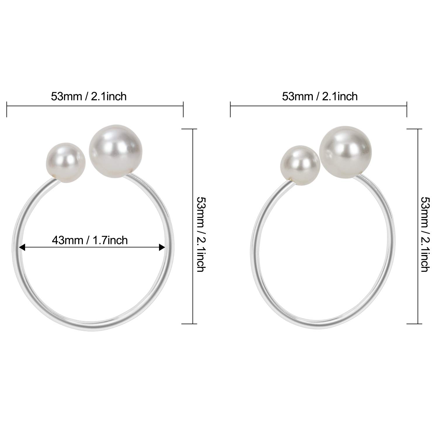 KPOSIYA Perlen-Serviettenringe – Set mit 50 silberfarbenen Serviettenhaltern, Tischserviettenschnallen für Esstisch, Weihnachten, Hochzeit, Partyzubehör (Silber 50)