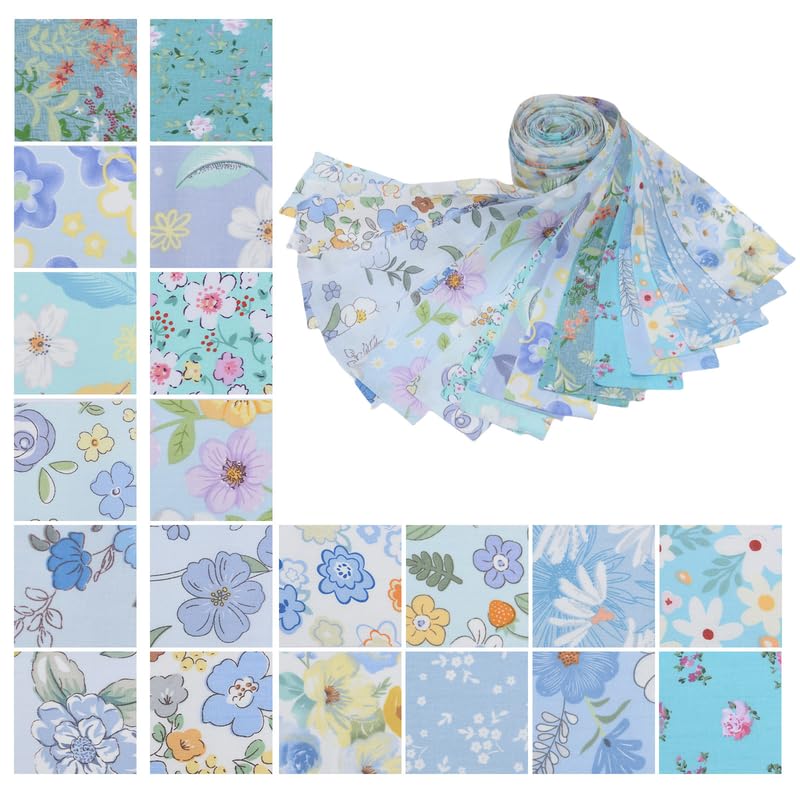 CraftsFabrics 40Pcs Floral Jelly Rolls Cotton Fabric Quilting Strips 100% Cotton 6.5x100cm Wide Square Fabric for DIY, Sewing, Quilting, Kid's Craft
