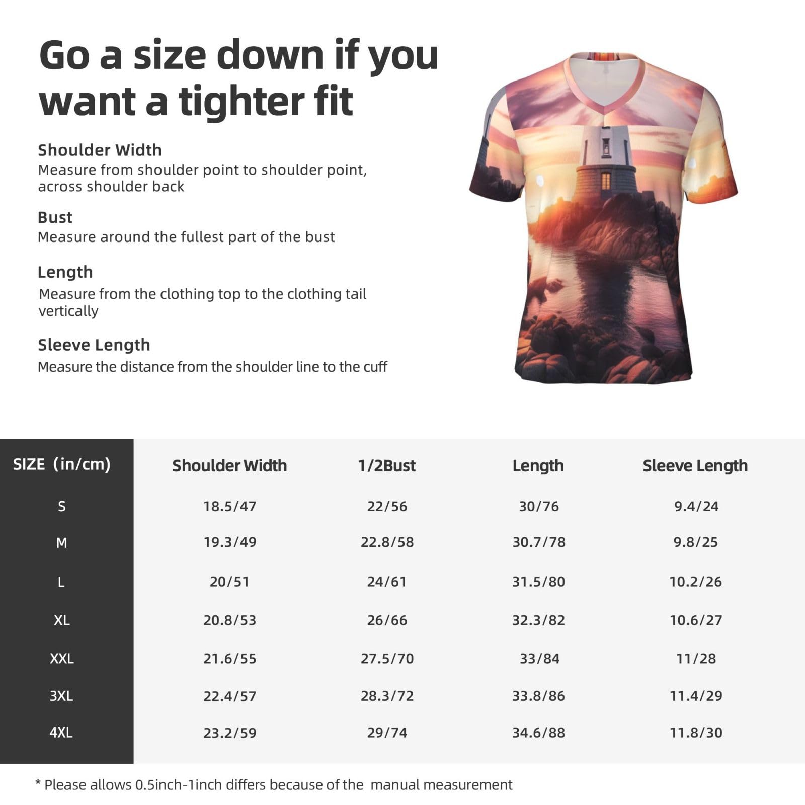 Stylish Athletic Sports Jersey Lighthouse-Sunset-Ocean-Sea Men's Rugby Jersey 4X-Large