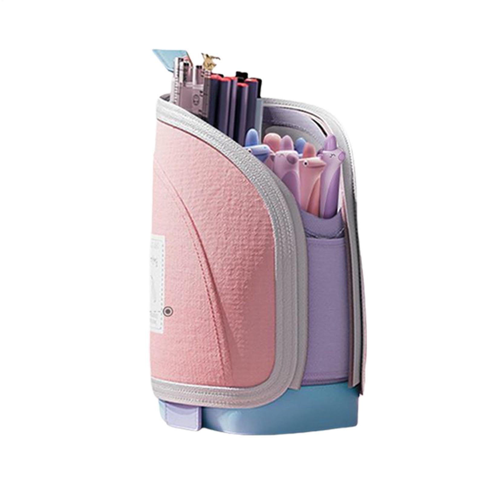 Transforming Canvas Desk Pen Storage Bag - 2-in-1 Retractable Standing Pencil Holder Pouch, Large Capacity Pop-Up Stationery Container | Desktop Aesthetic Pencil Cup Case for School Office Home