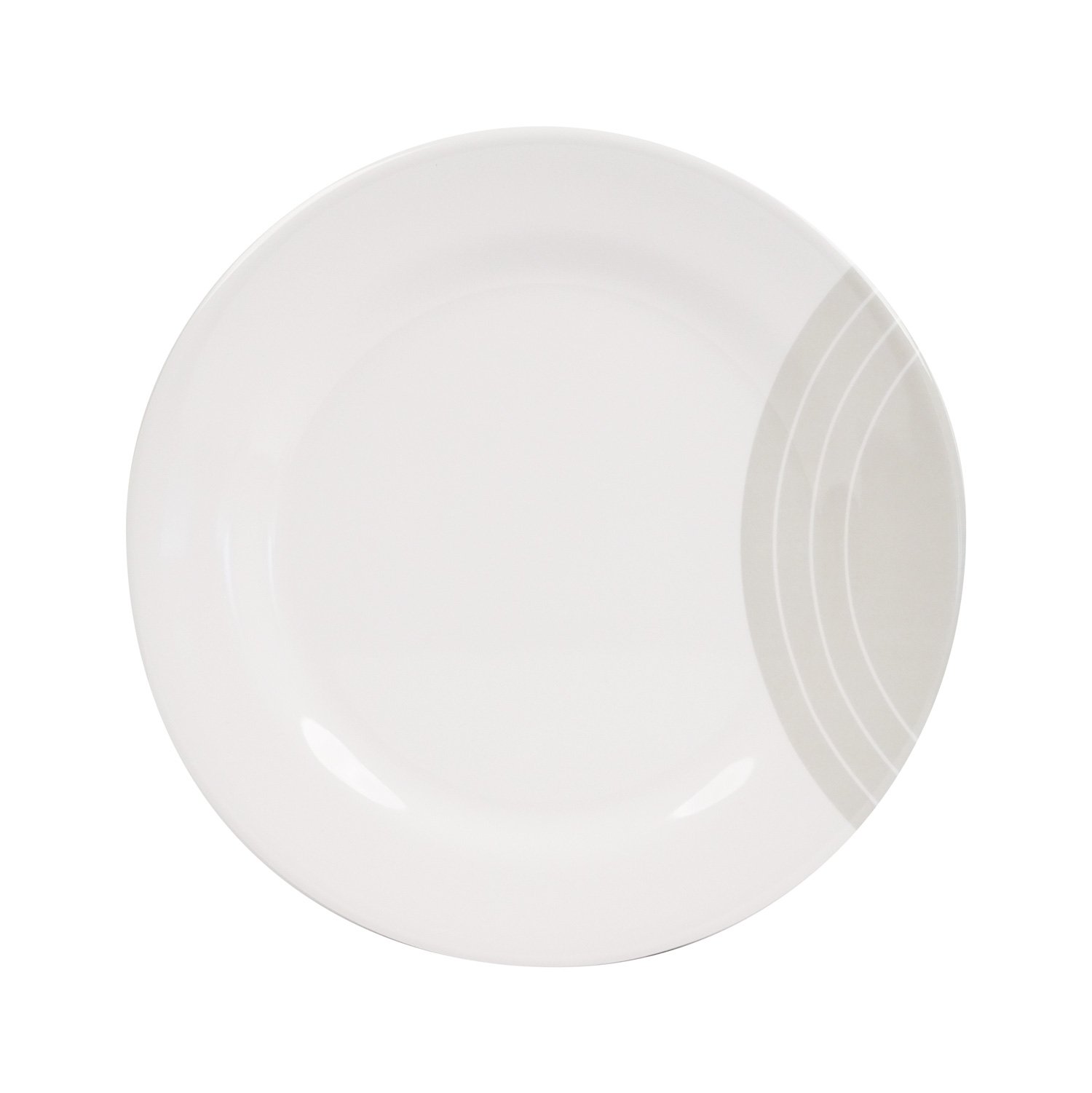 100% Melamin Geschirr Circle elfenbeinweiß/grau/rund - Set 16-Teilig 4 Personen - Outdoor Picknick Camping Spülmaschinenfest