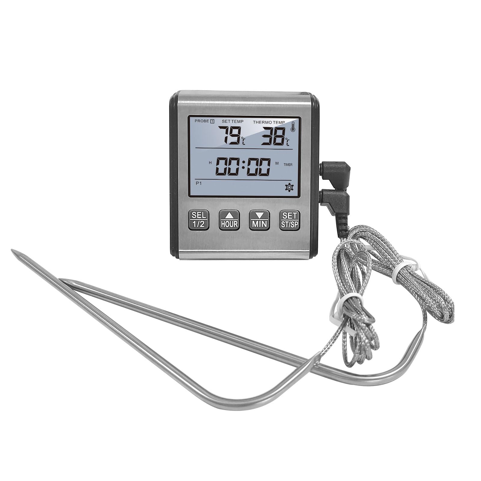 Nvoqilin 2 Probe Cooking Thermometers Timer With Alarm For Meat Smoker And Oven Waterproof Food Thermometers Bbq For Grills