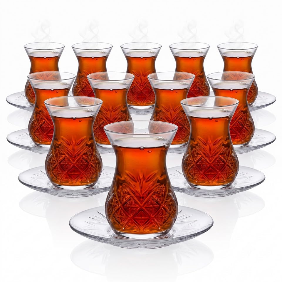 Queensway Home & Dining 150ml Turkish Tea Set, 12 Cups & Saucers