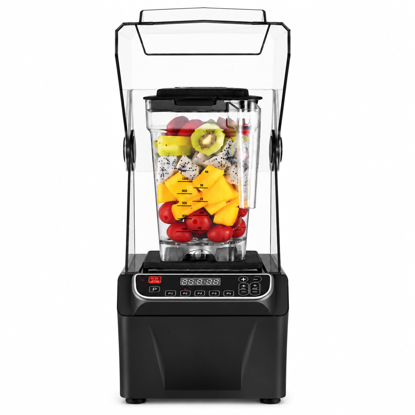 Frullatore Commerciale 2000W, 2L, 38.000 Giri/min, Lame Inox, LED