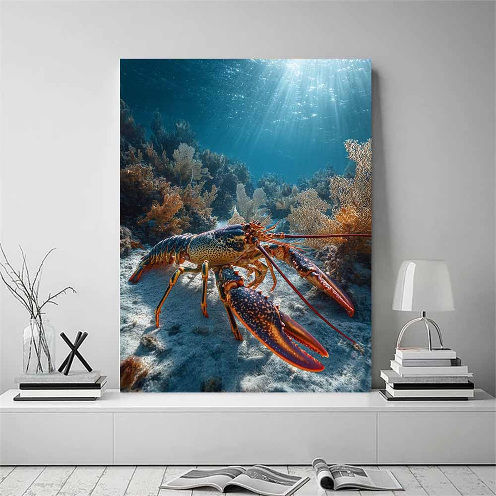 CUDAOO stampa su tela animali marini arte murale soggiorno stampa artistica Aragosta poster,immagini per camera da letto cucina ufficio(arancione)-70x100cm Non incorniciato