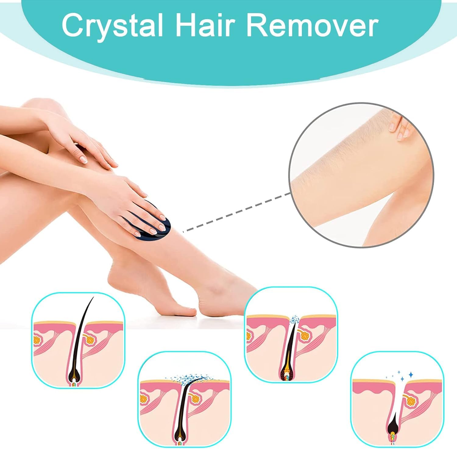 MVM Enterprise 2 Pcs Crystal Hair Eraser for Women and Men Reusable Crystal Hair Remover Portable Magic Painless Exfoliation Hair Removal Tool Washable Magic Hair Eraser for Mothers Day Gifts 4