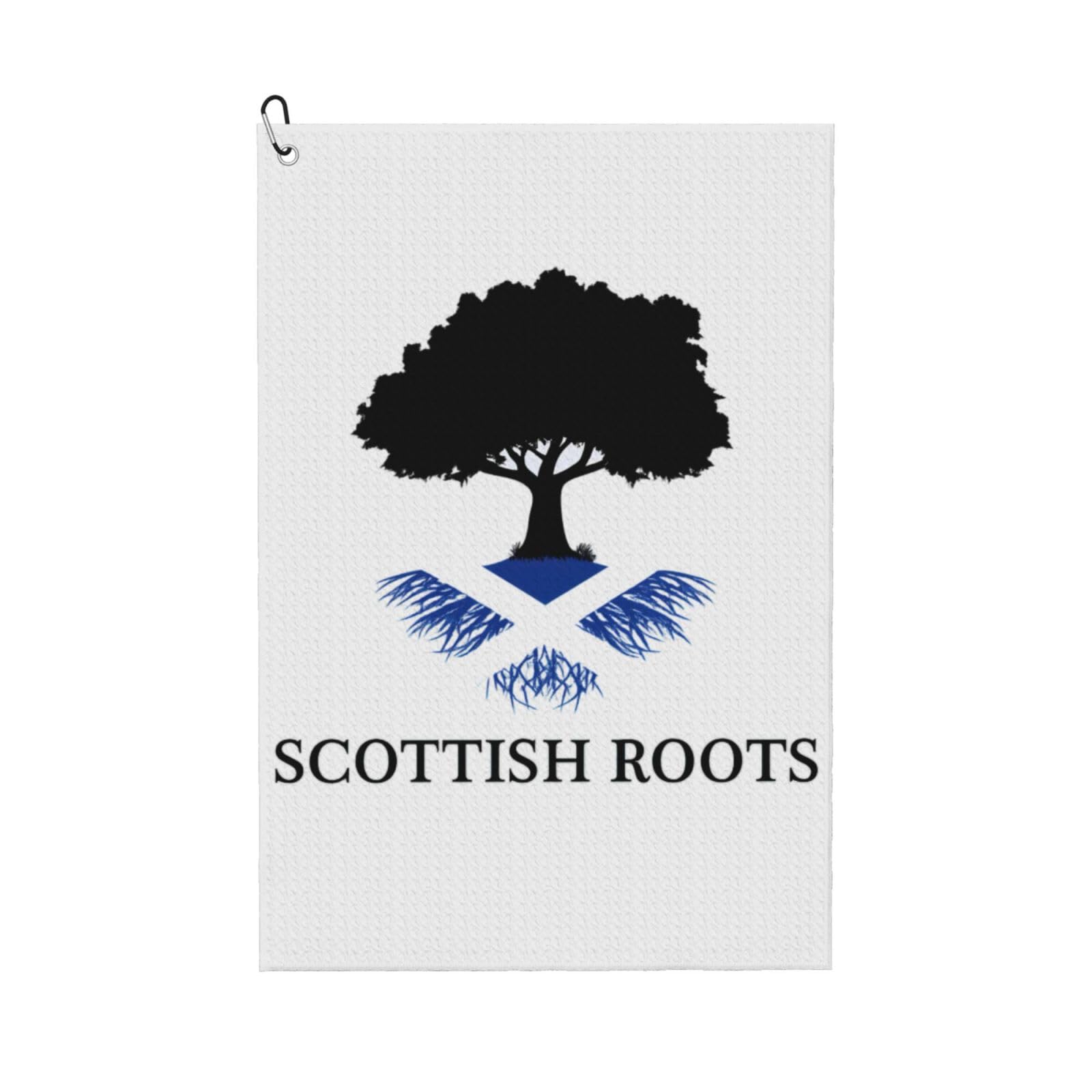 DUWAA Scottish Roots Tree Print Absorbent Microfiber Towel, Waffle Pattern Golf Cleaning Towel,Golf Accessories For Men