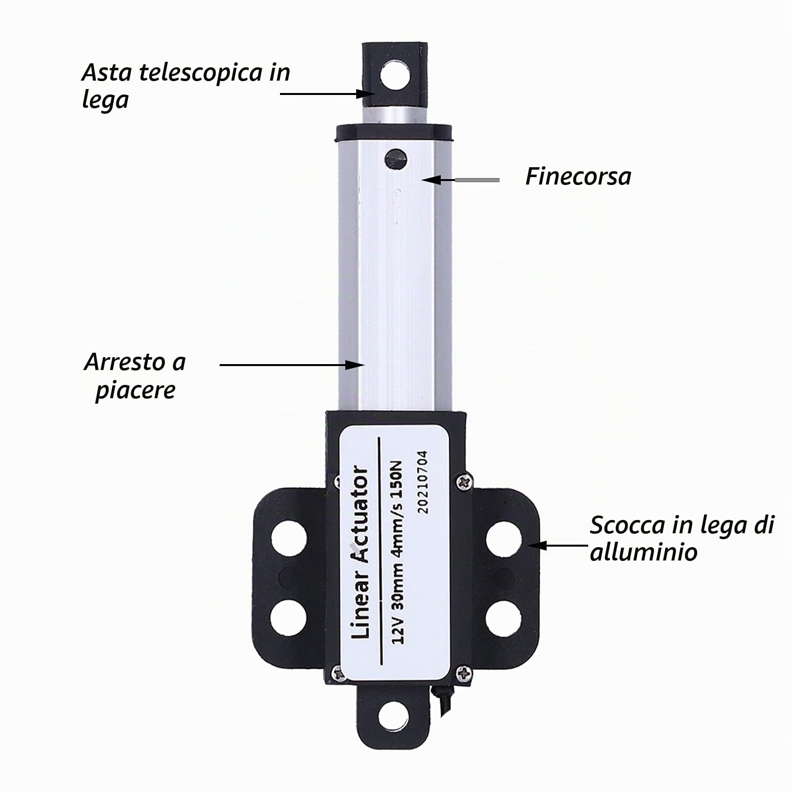 Corsa Attuatore Lineare Attuatori di Movimento Attuatore Lineare DC 12V Corsa 30mm Protezione da Cortocircuito a Basso Rumore Tipo T Vite Mini Attuatore Elettrico a Movimento (Corsa 30mm-4mm/s-150N)