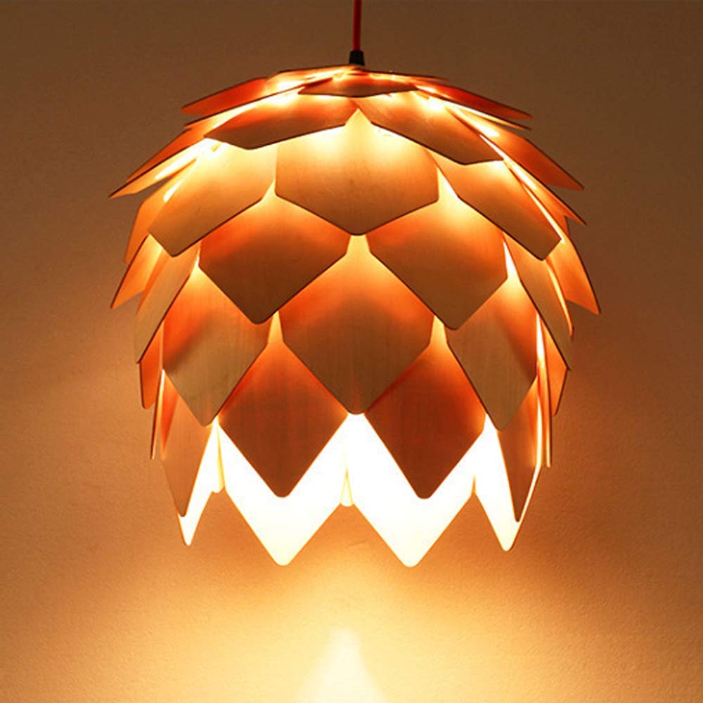 Lustre en bois de pin résout le manque de chaleur de votre éclairage de table moderne 40cm