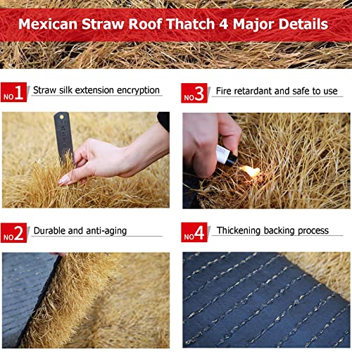 Techo de paja artificial de 100 cm de ancho para cubierta de palapa mexicana y sombra exterior 4