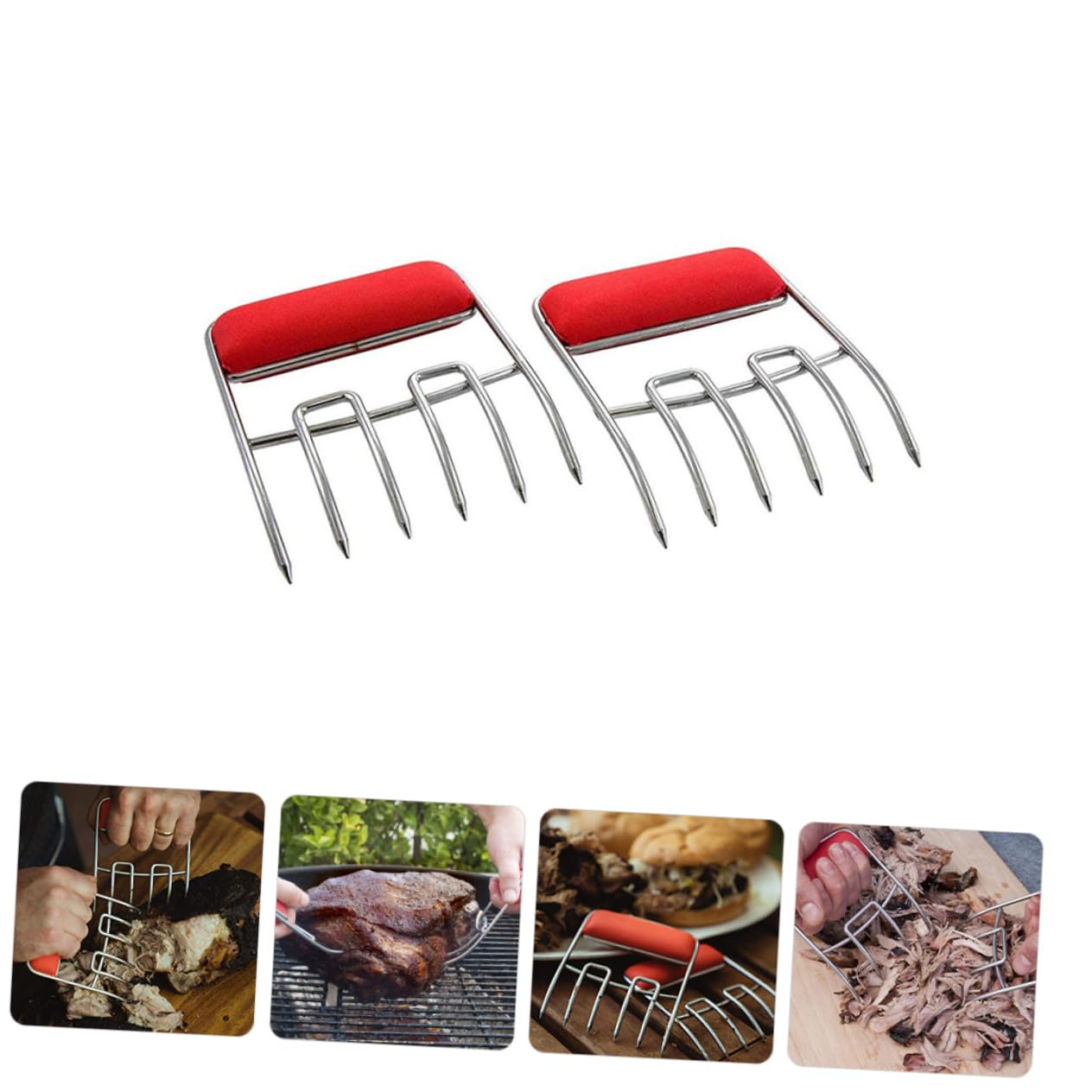 Kisangel 2 Pezzi Separare Carne Inossidabile con Tpr Strumento per Bbq per Sfilacciare Carne e Pulled Pork
