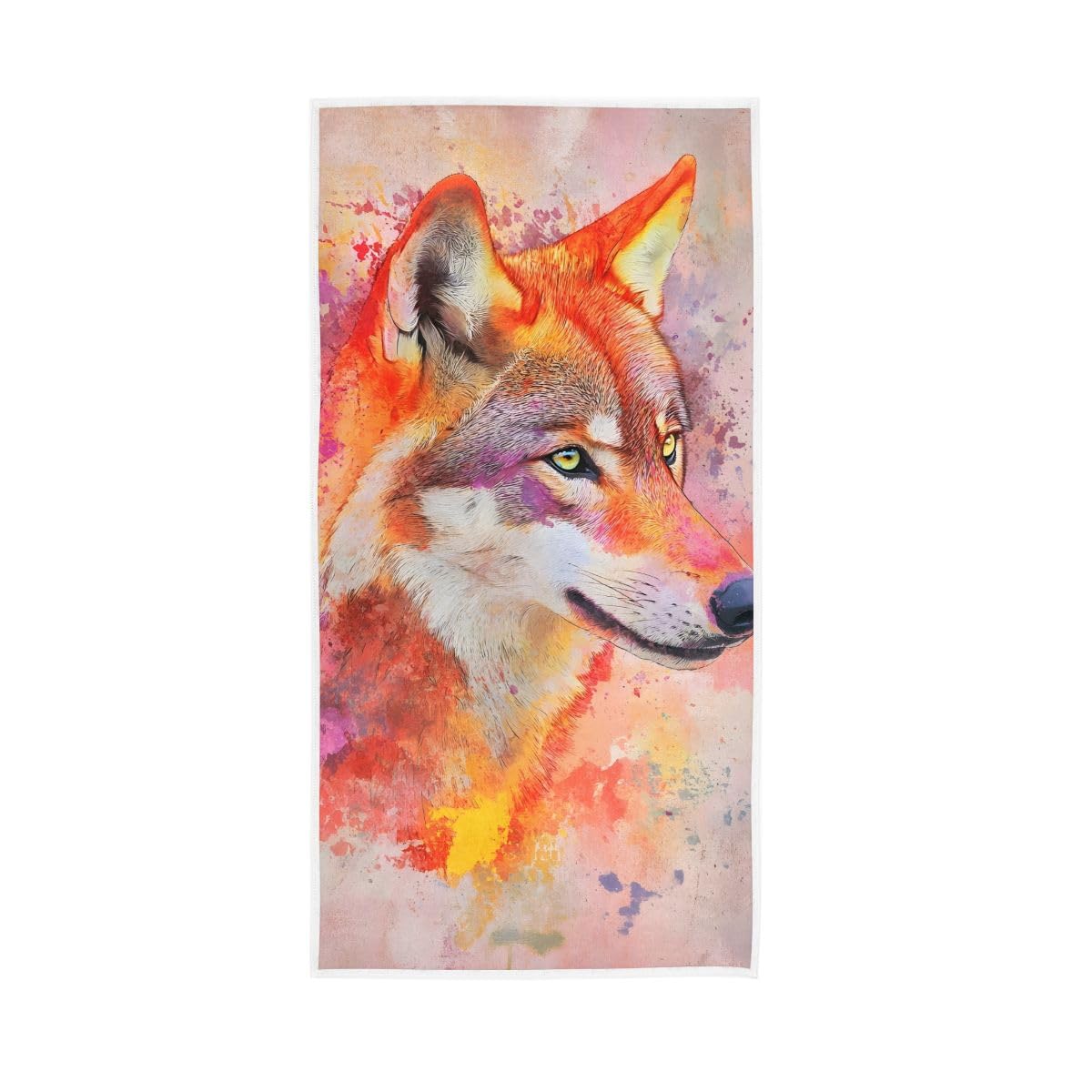 LSRCPD Orange Red Wolf Portrait Hand Towels Soft Washcloths Soft Towels 15 x 30 Inch