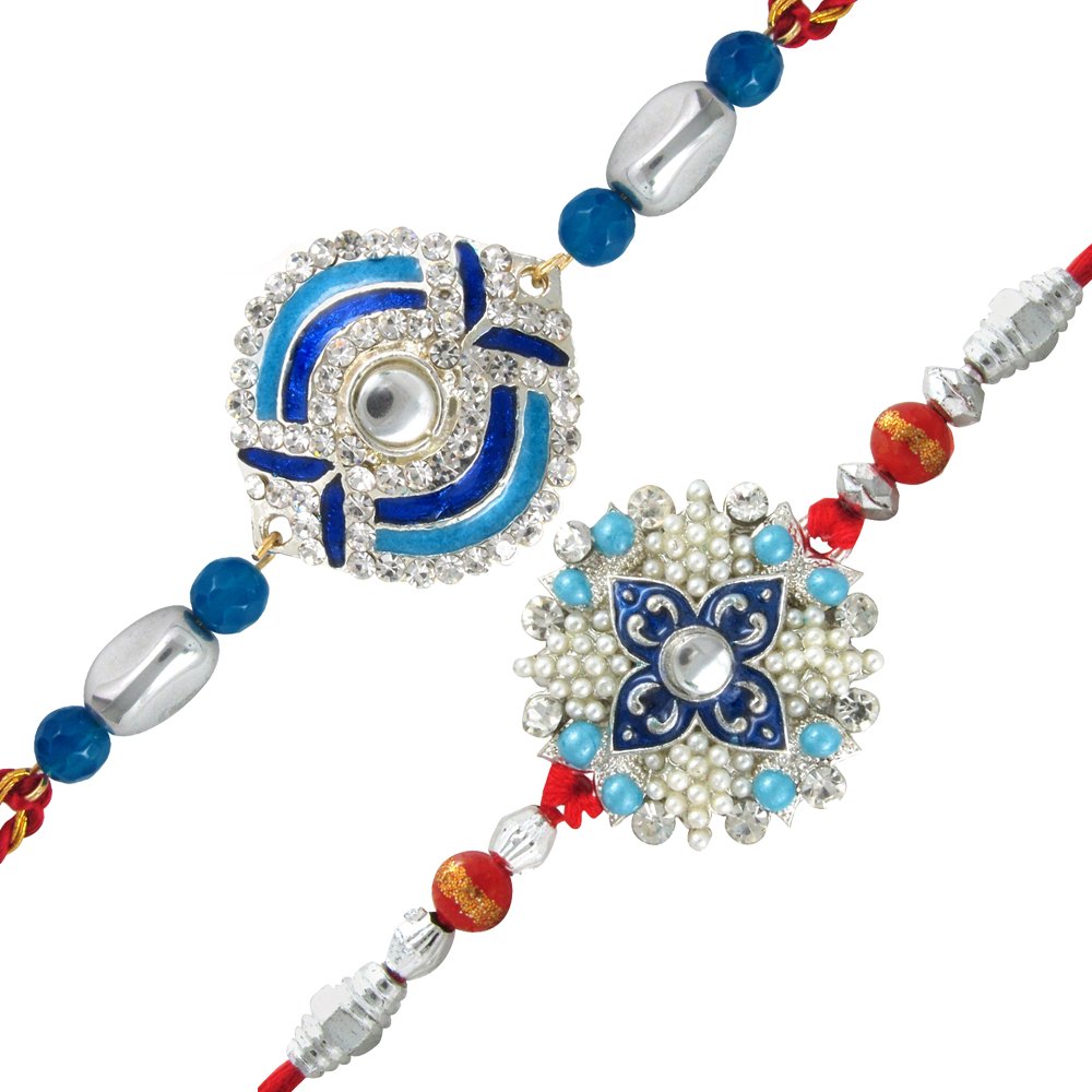 Mahi Silver Alloy Ethereal Meenakari Work 2 Rakhis Bracelet Combo for Boys (B012WPF5Q4) Amazon Price History, Amazon Price Tracker