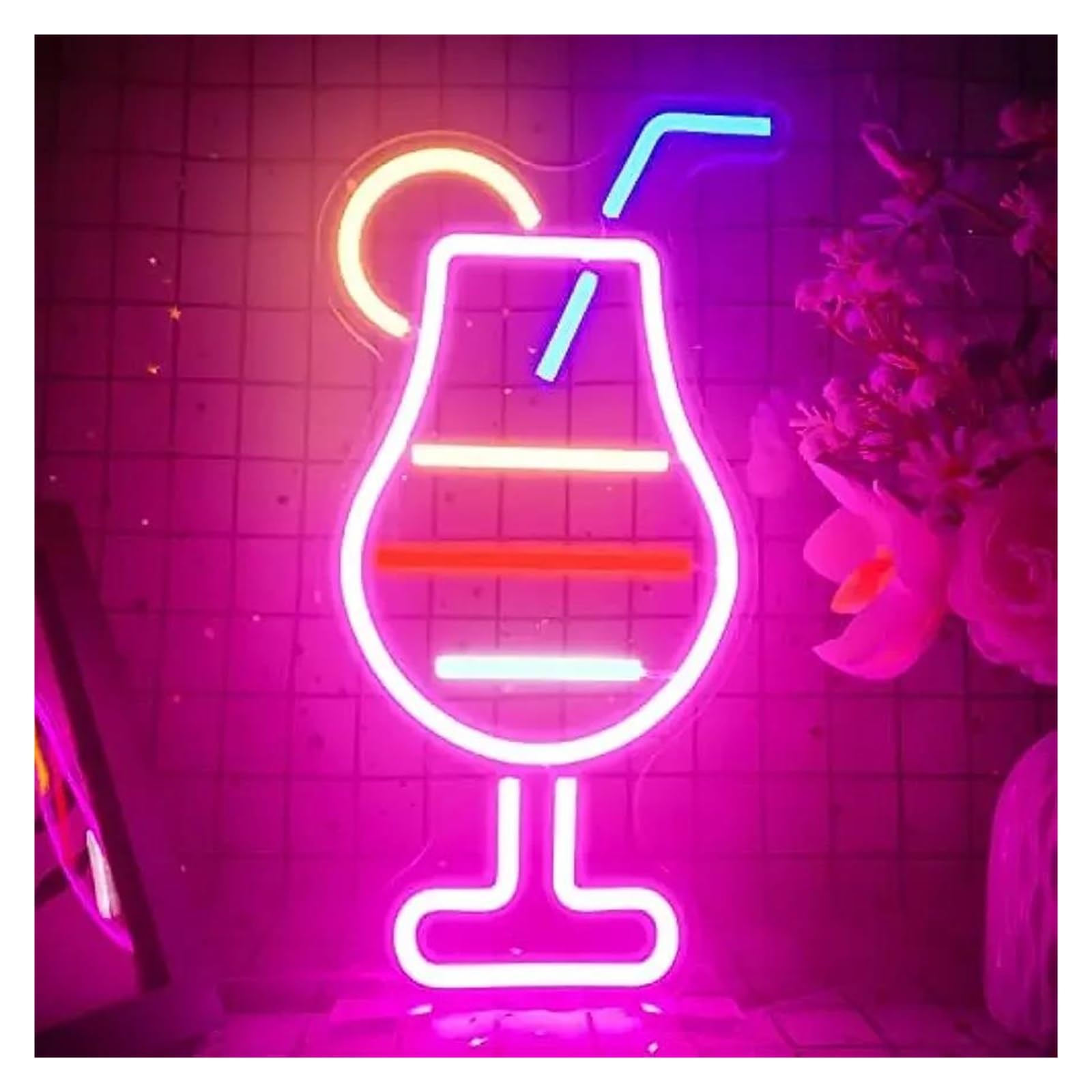 Wiszące neony artystyczne Koktajl Neon Sign Wall Decor USB Dimmer For Bar Party Man Cave Shop Business Window Display Decoration 20.5х37.5cm