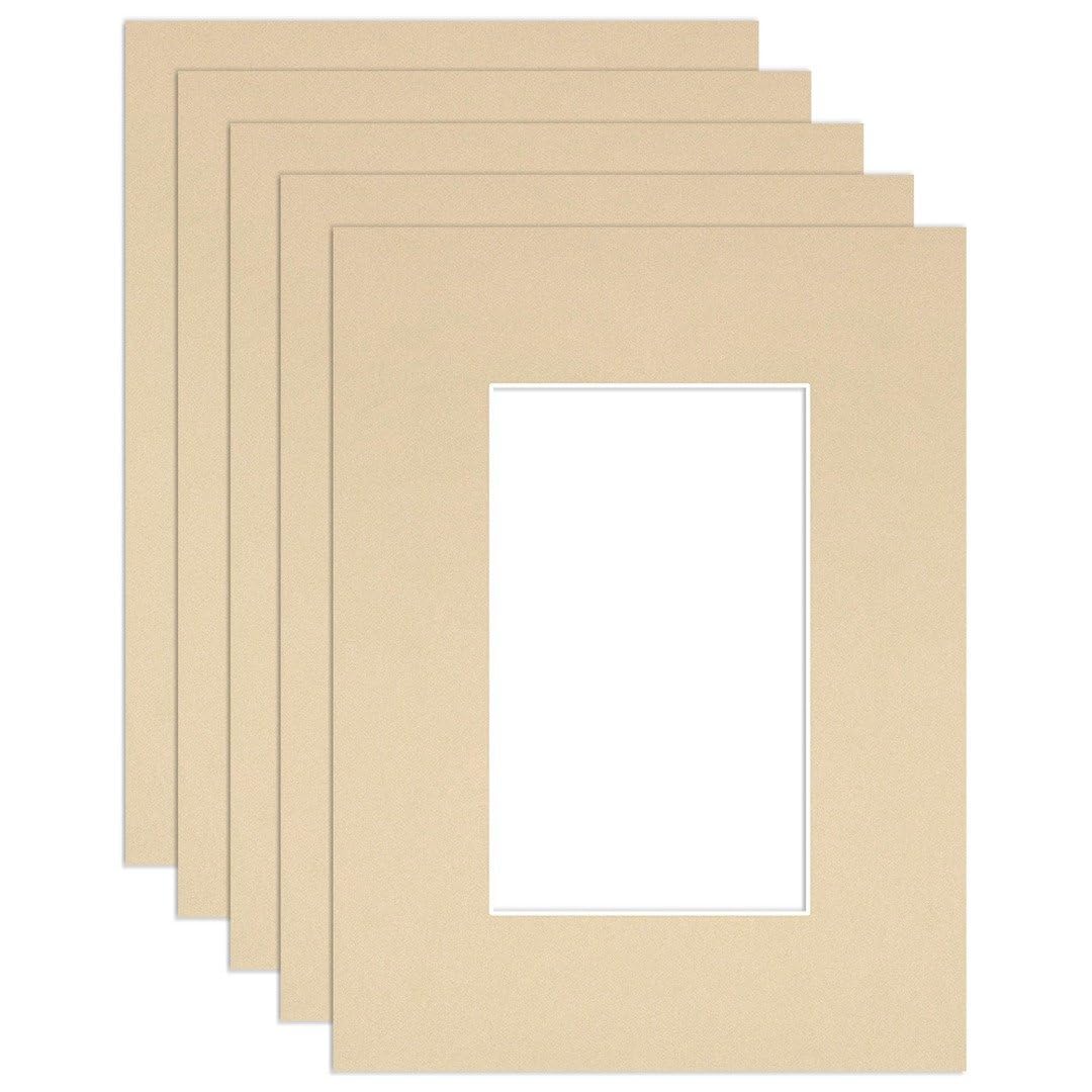 Procut Global 8x6" Ivory Picture Mounts to Fit 5x3" Aperture - Precision Cut Cardboard Photo Mount - Ideal for Frames, Prints, Artwork & Certificates - Sizes & Colours Available - 5 Pack