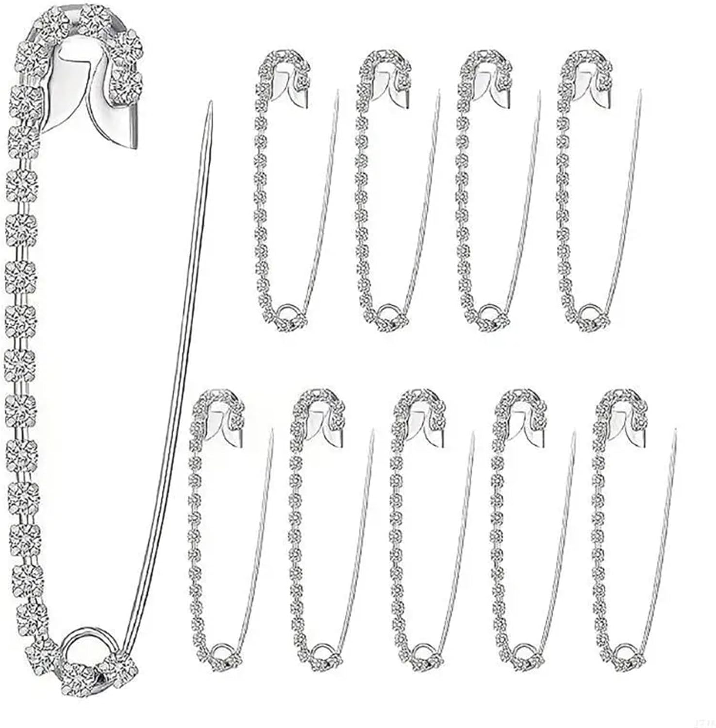 Decorative Safety Pins 40Pcs Sparkling Rhinestones Safety Pins, Elegant Shawl Clips Brooch