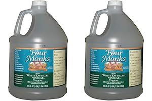 Four Monks White Distilled Vinegar, Pure White Vinegar, 1 Gallon, 2 Packs