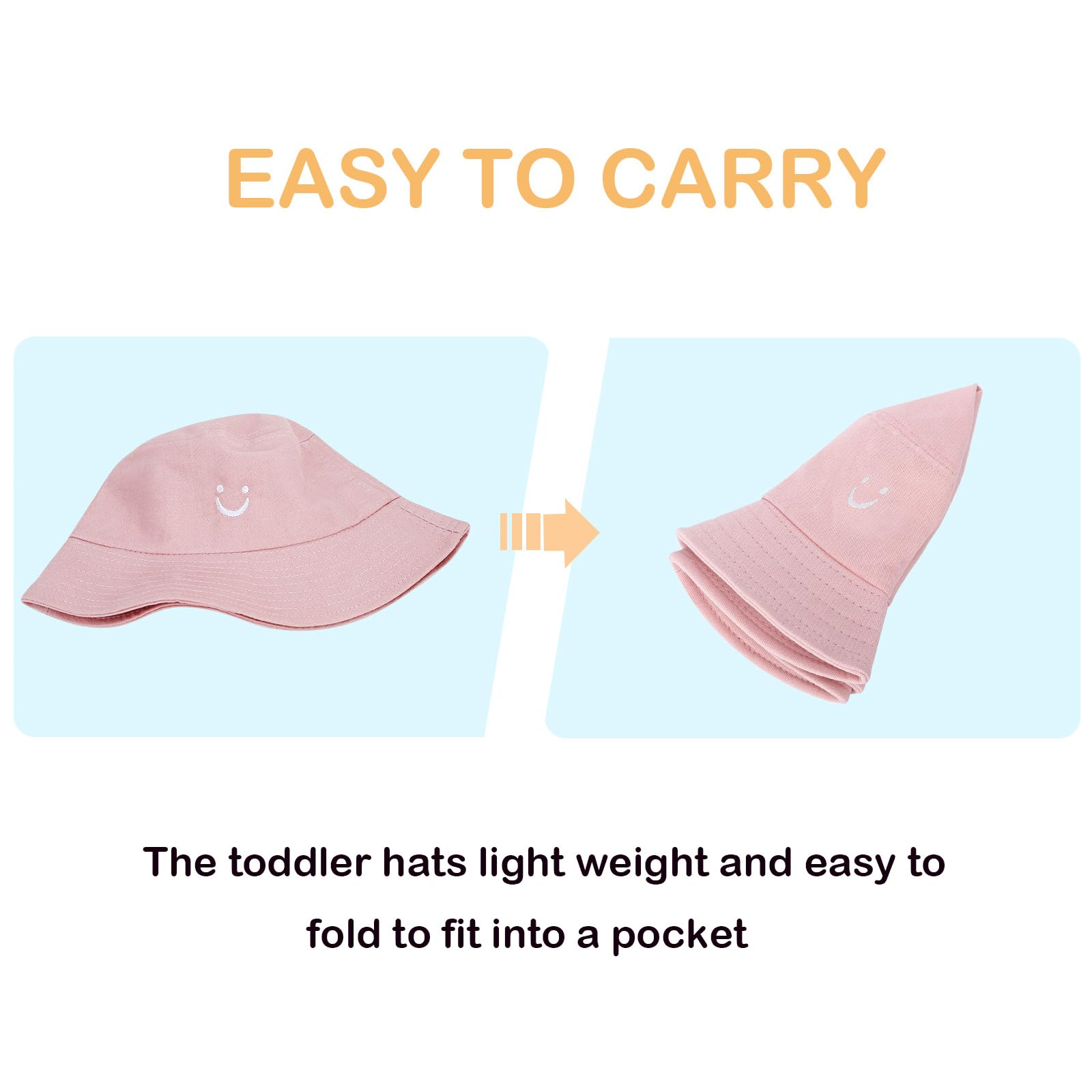 Kids Sun Hat Smile Face Toddler Bucket Hat for Boys Girls Summer Sun Protection Cotton Beach Hat