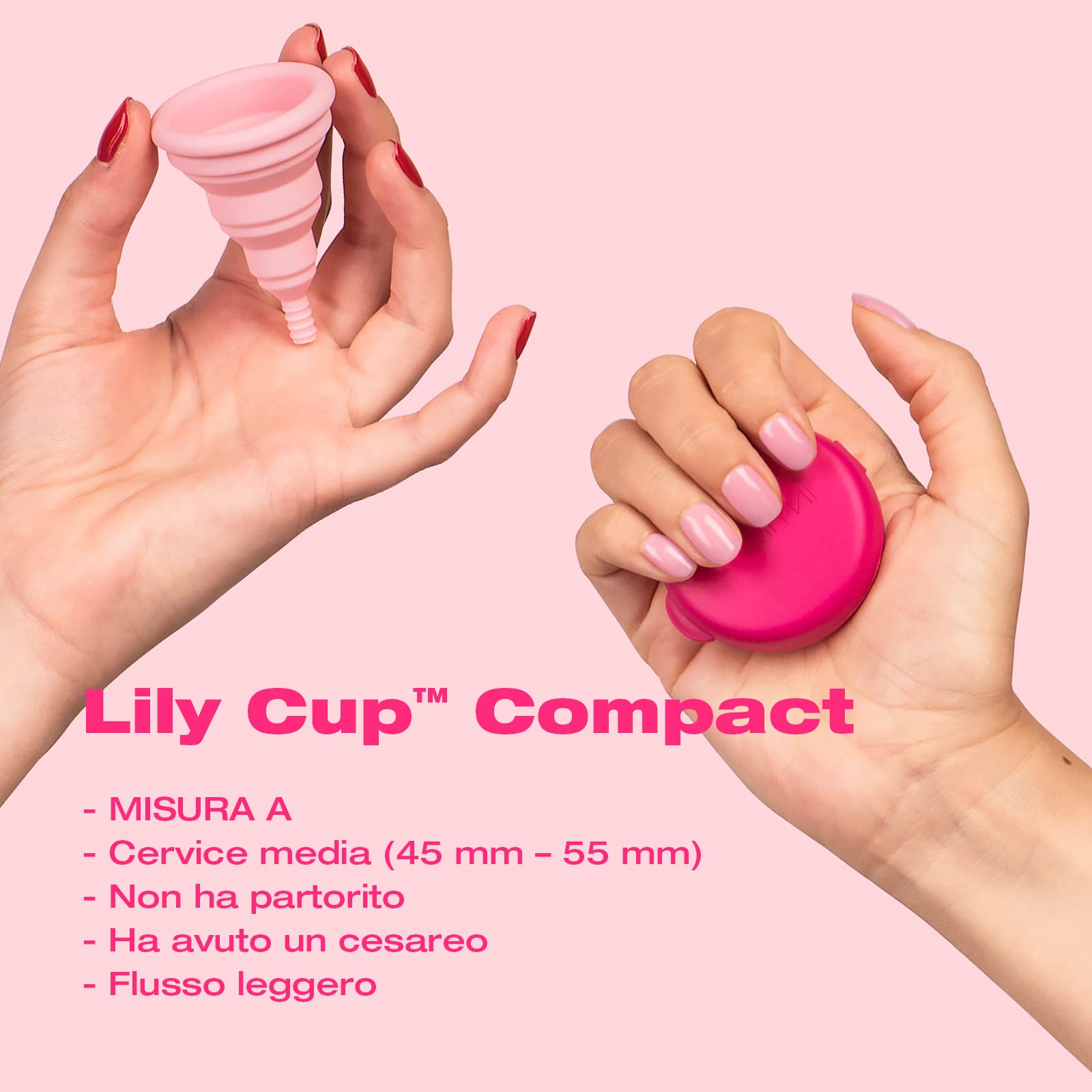 Intimina Lily Cup Compact misura Size A - Piccola Coppetta Mestruale Morbida con Design Compatto Flat-fold, Coppa Mestruale Compatta, Coppette Mestruali