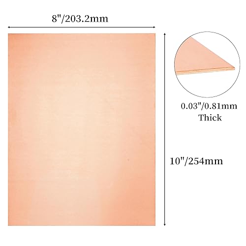 Miniatura 2 de 1 pieza de calibre 20 (0.032 in) de grosor, 8 x 10 pulgadas, 99.9% + lámina de cobre puro, placa de cobre unida a película, sin arañazos