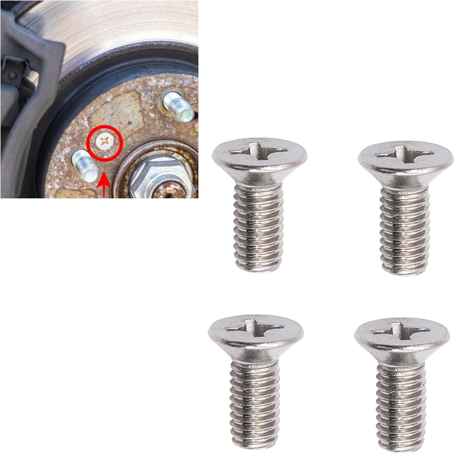 Sodcay 4 PCS Braking Disc Rotor Screws Kit, Stainless Front