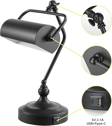 Miniatura 3 de CONCA Classic Antique Touch Ajustable LED Escritorio & Piano Lámpara con Protección para los Ojos - Negro (bombilla incluida)