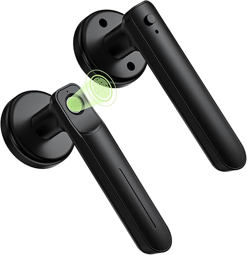 Miniatura 8 de Cerradura de puerta de huellas dactilares, cerraduras de puerta para dormitorios, cerradura de puerta biométrica con huella dactilar, 27.6 in-Sin