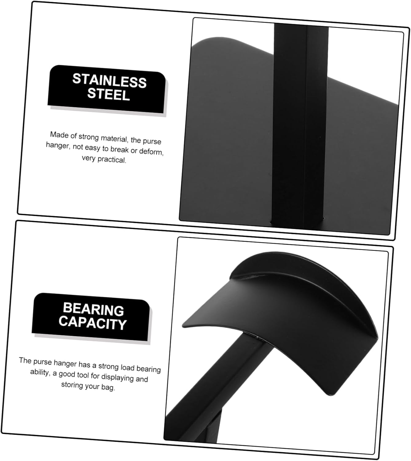 GARVALON Adjustable Metal Handbag Rack Purse Display Stand Heavy-duty Base Versatile Hanging Holder for Bags Scarves and Accessories Home Store