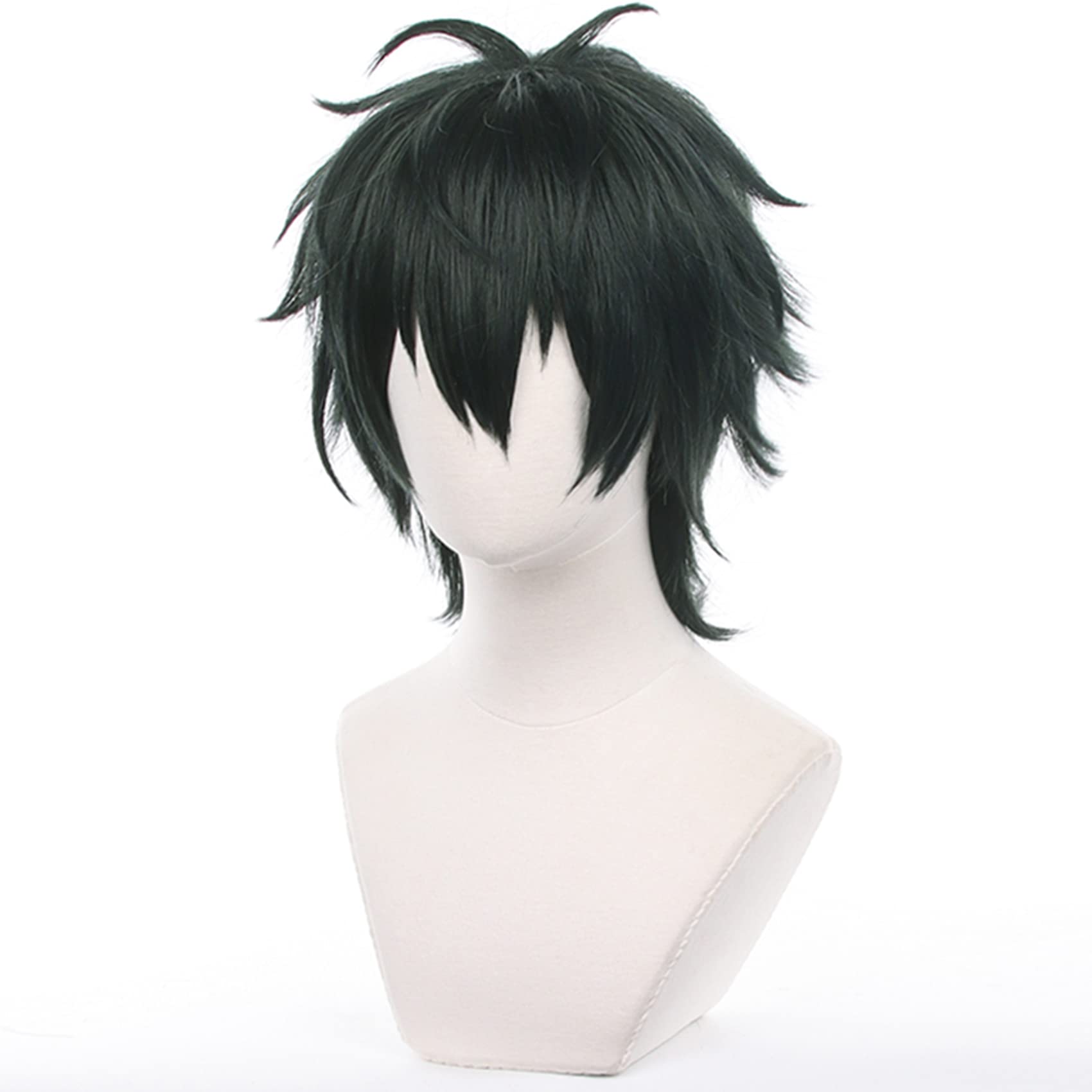 Men Dark Green Short Cosplay Wig Kagehira Mika Wig with Heat Resistant Synthetic for Halloween Comic Con Daily Use Replacement Wigs - Image 3