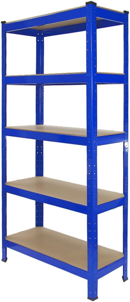 T-Rax 75 x 30 x 150 cm 5-Tier Racking Storage Shelving Heavy Duty Garage Steel Shelf Unit, Blue