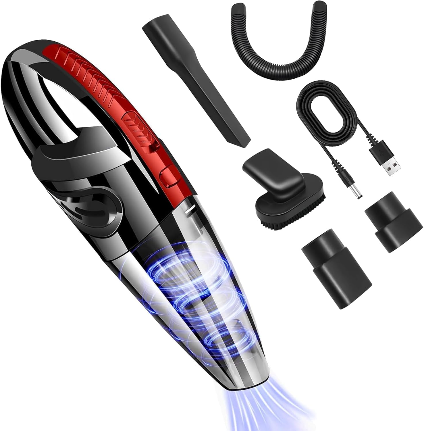 Handheld Vacuum Cleaner Hand Held Vacuum Cordless Car Vacuum Cleaner Cordless Handheld Hoover Portable 120W 5500Pa Mini Hoover for Use of Home, Car & Office (red)
