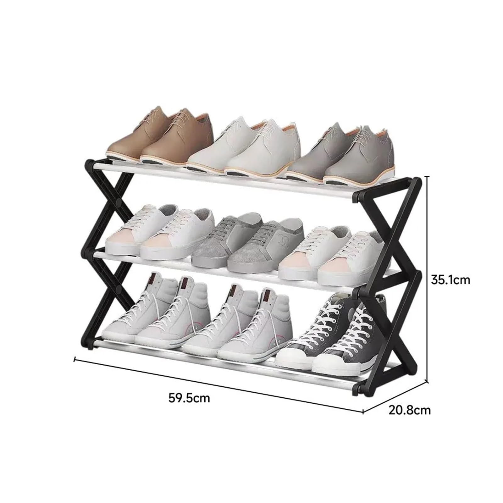 3-Tier Portable Folding Shoe Rack No Installation Corridor