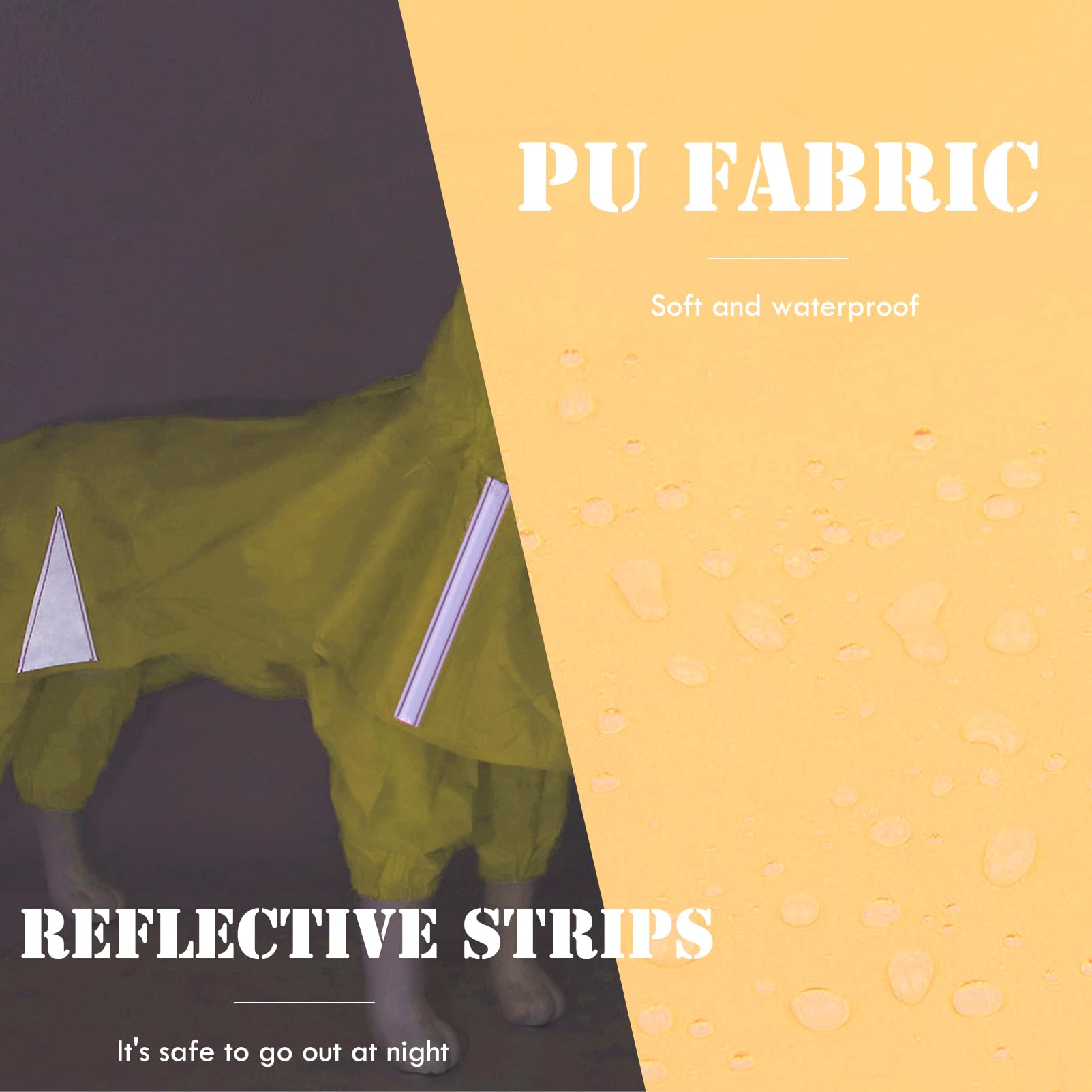 BAMY 2 piezas de impermeable para perros grandes con capucha dividida, poncho y sudadera con capucha impermeable para mascotas, ropa de lluvia ligera y transpirable, traje ajustable para mascotas para