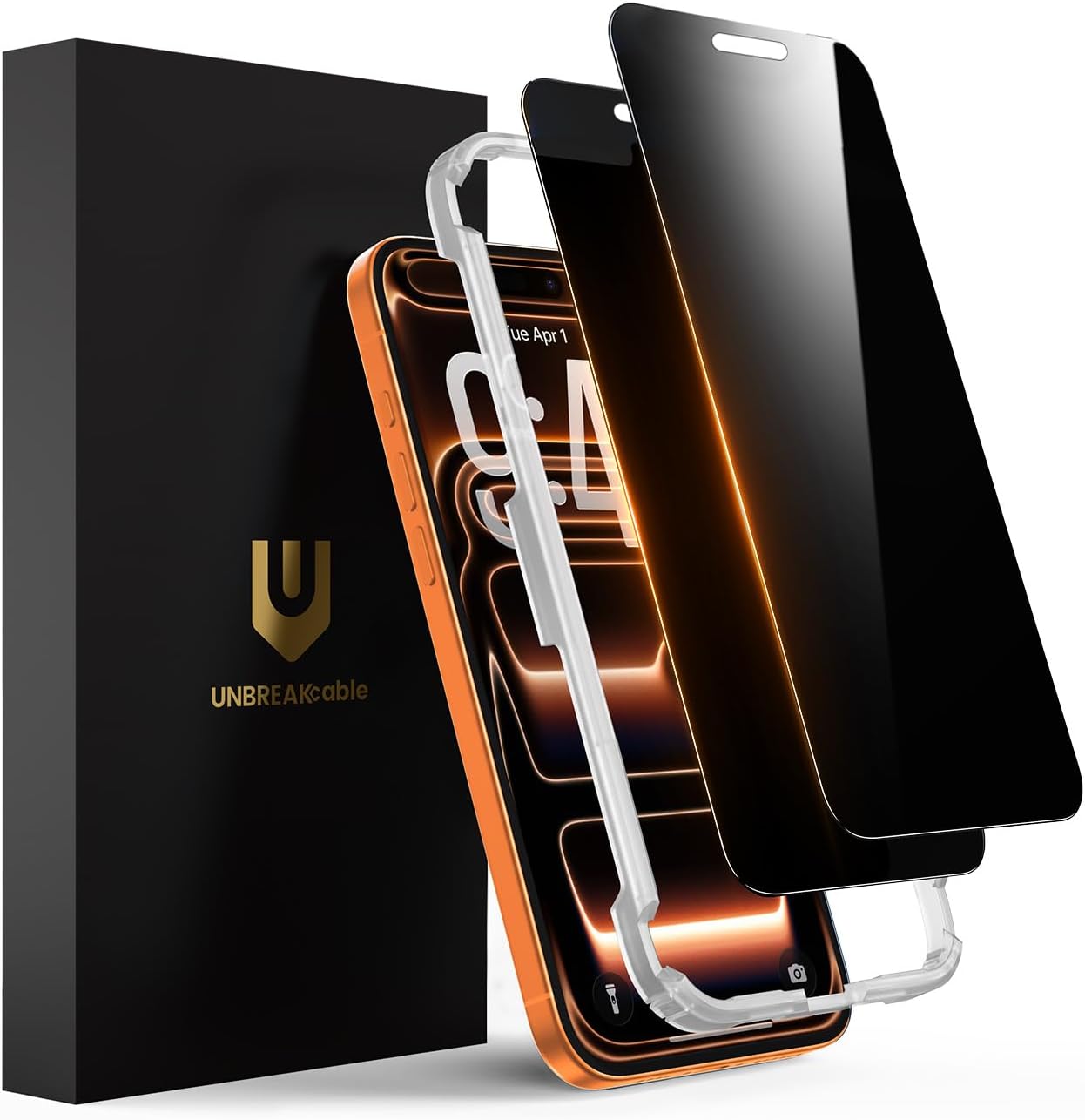 UNBREAKcable Privacy Screen Protector for iPhone 17 Pro Max, Full Coverage Shatterproof Tempered Glass[True 28°Anti Spy][9H Hardness][Easy Installation Frame]2-Pack Private Screen for iPhone 17 ProMax