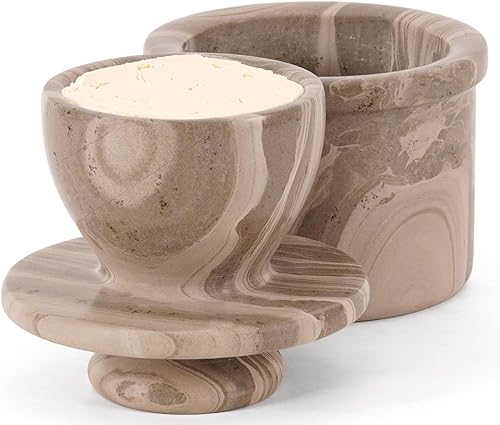 Miniatura 11 de Radicaln Mantequera de Mármol 4.25' Pulgadas Onyx Verde Recipiente para Mantequilla Hecho a Mano Plato Francés para Mantequilla para Encimera