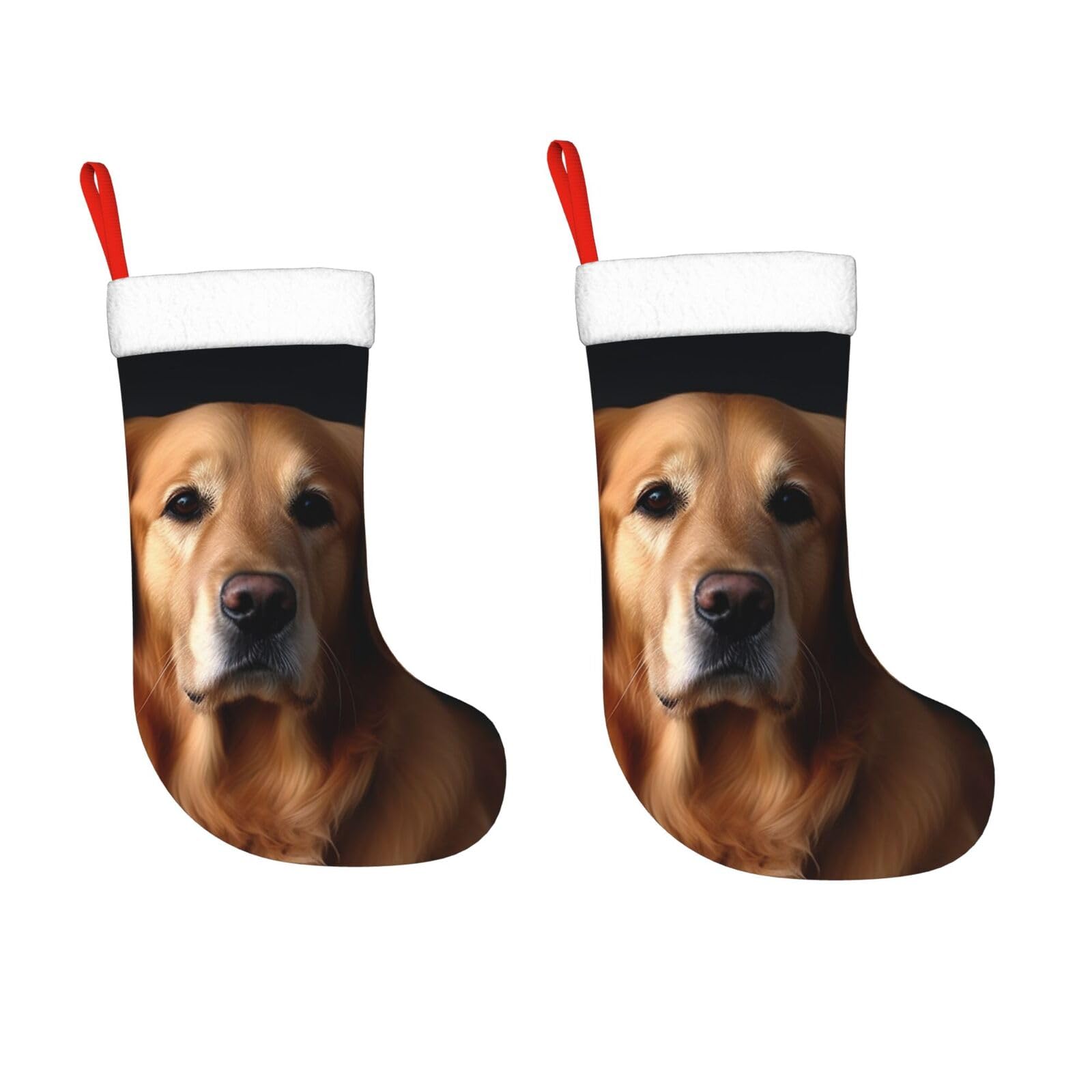 KLOPH 2 Pack 18 Inches Christmas Stockings Personalized Golden Retriever Xmas Stocking Hanging Decoration Fireplace Stocking for Holiday Xmas Tree Christmas Fireplace Decor Gifts