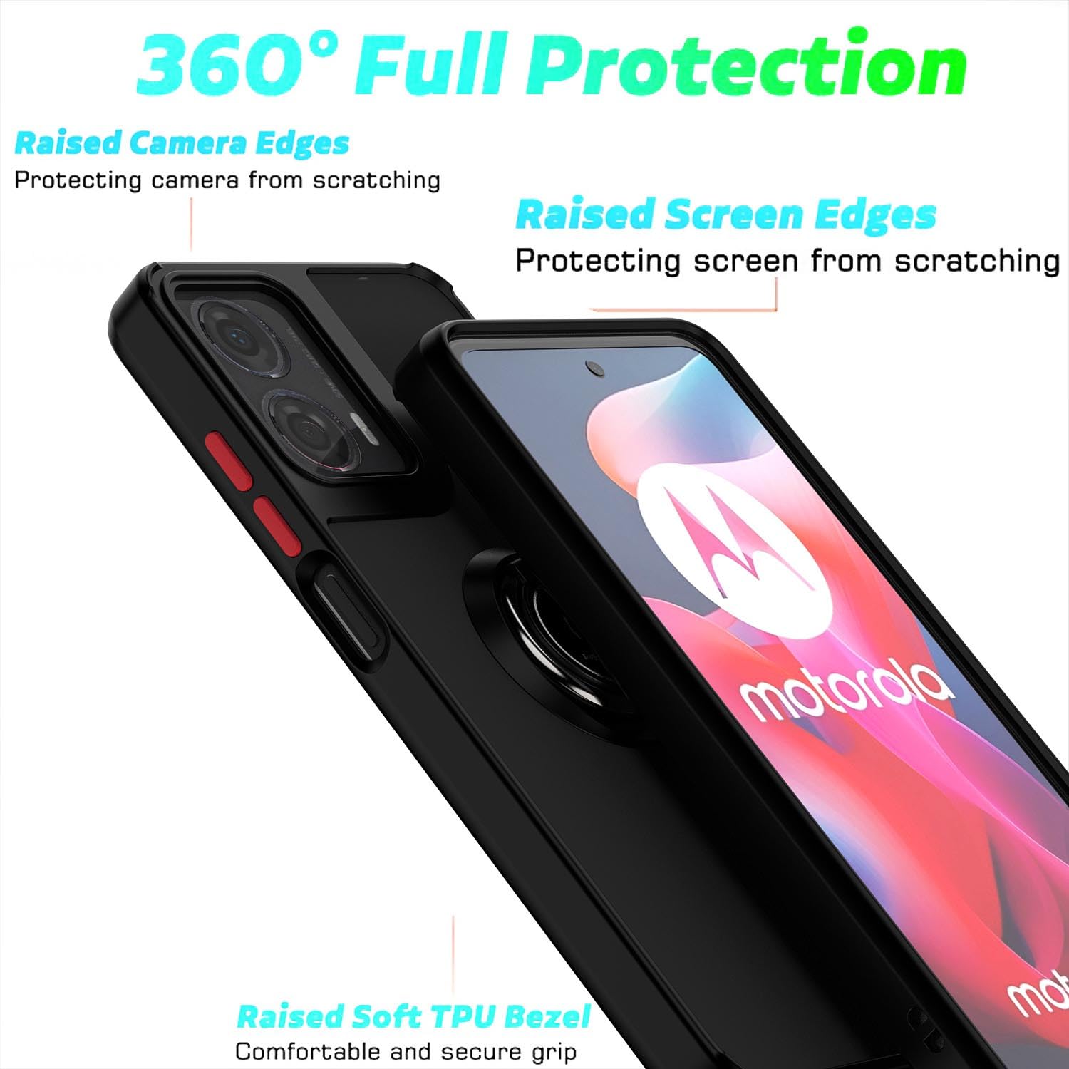 ILING Hülle Für Motorola Edge 50 Fusion – Ultradünne Matte Schutzhülle Mit Ringständer, Magnetisch, Stoßfest