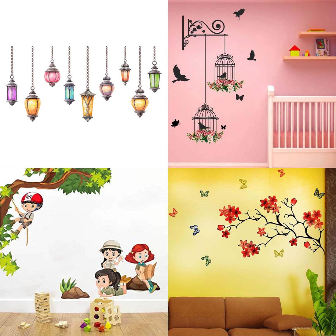 Merical Set of 4 Hanging Lamp, Branches and Cages, Kids Activity, Chinese Flower, Wall Sticker for Wall D�cor, Living Room, Children Room (B0CB1WZWPR) Amazon Price History, Amazon Price Tracker