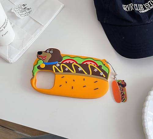 Miniatura 7 de Funda de silicona suave compatible con iPhone 11, linda hamburguesa de dibujos animados en 3D con llavero divertido Kawaii fundas para teléfono para