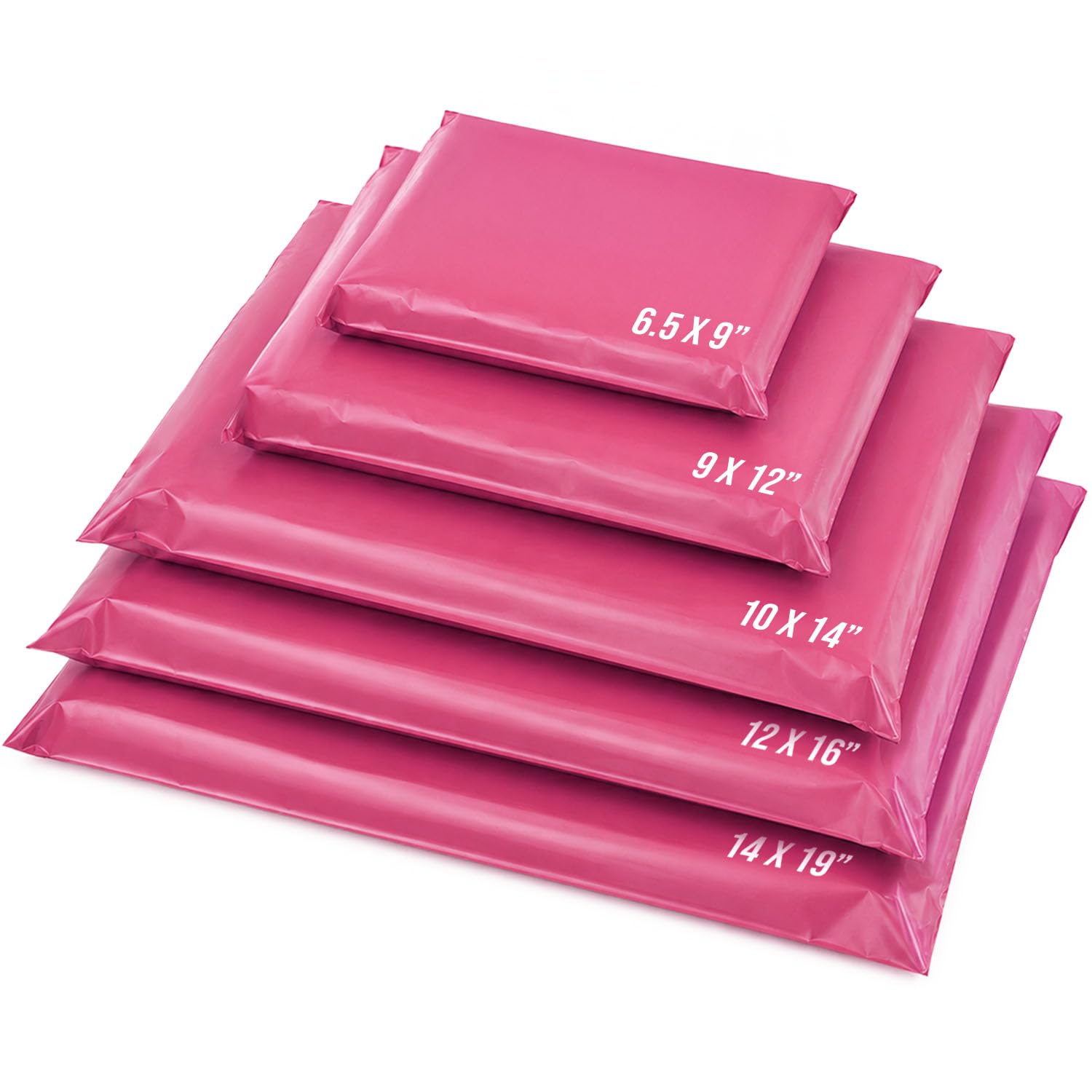 Mailing Poly Postal Self Seal Bags Red Ember Small to Large Mailing Bags Postage Packaging Assorted Mailers Posting Shipping Post Parcels Package Bags (Pink, Pack of 100)